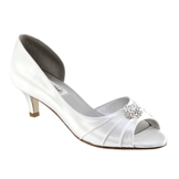 Kim White Satin Low Heel Bridal Shoes