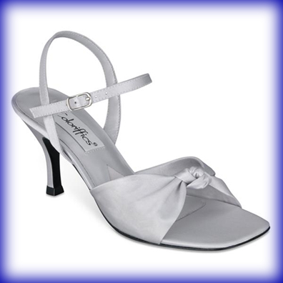 Knotty Silver Mid Heel Evening Shoes