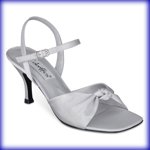 Knotty Silver Mid Heel Evening Shoes