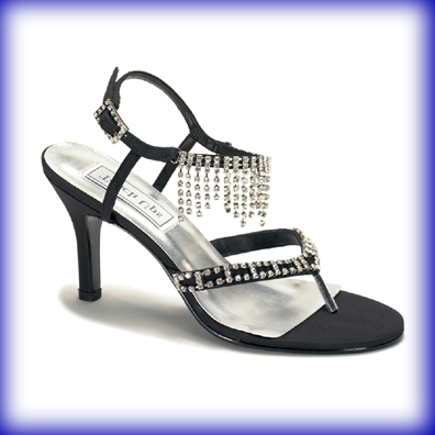 Lacey Black Mid Heel Evening Shoes