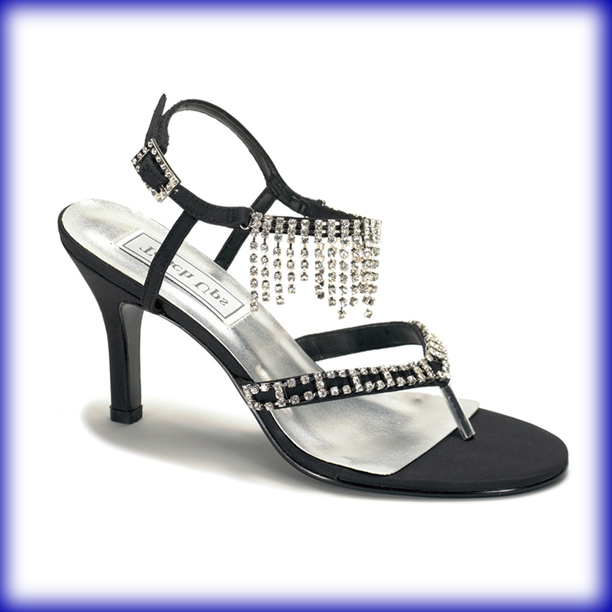 Lacey Black Mid Heel Evening Shoes