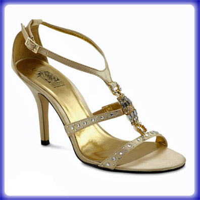 Lara Gold Sky High Heel Evening Shoes