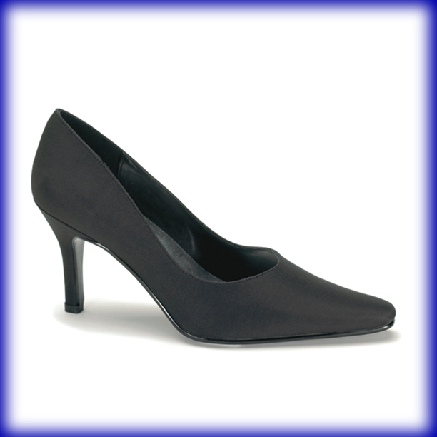 Laura Black Mid Heel Evening Shoes