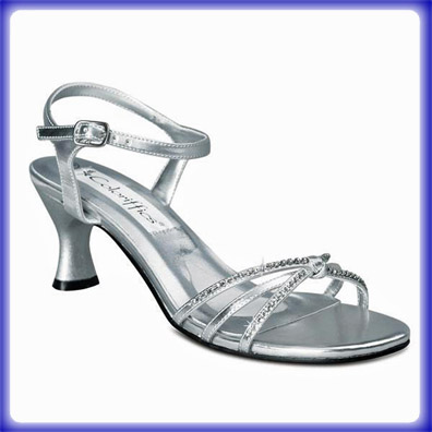 Leia Mid Heel Silver Evening Shoes