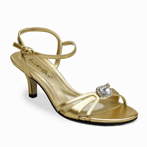 Maria Gold Mid Heel Evening Shoes