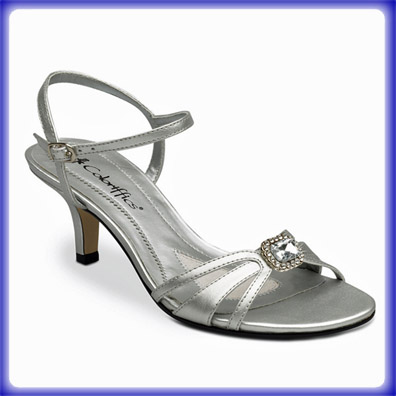 Maria Silver Mid Heel Evening Shoes