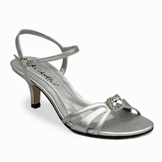 Maria Silver Mid Heel Evening Shoes