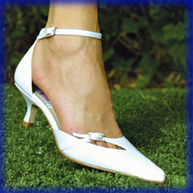 Mika White Satin Mid Heel Bridal Shoes