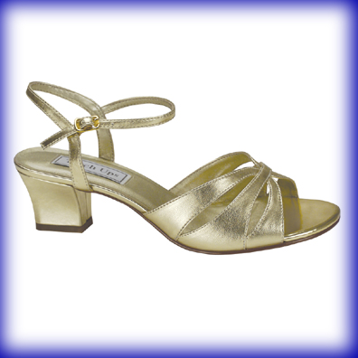 Monaco Gold Low Heel Evening Shoes