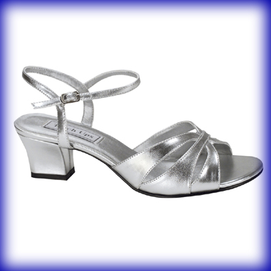 Monaco Silver Low Heel Evening Shoes