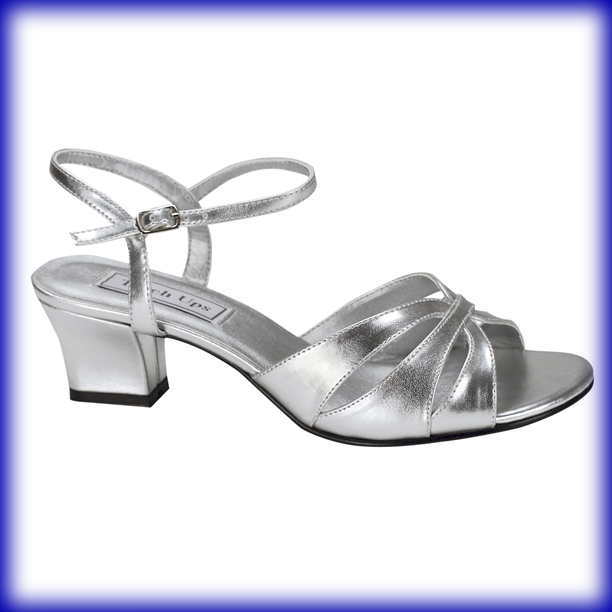 Monaco Silver Low Heel Evening Shoes