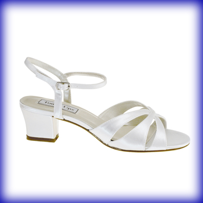 Monaco White Satin Low Heel Bridal Shoes