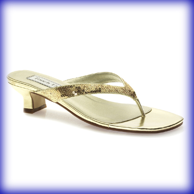 Neptune Gold Low Heel Evening Shoes