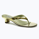Neptune Gold Low Heel Evening Shoes