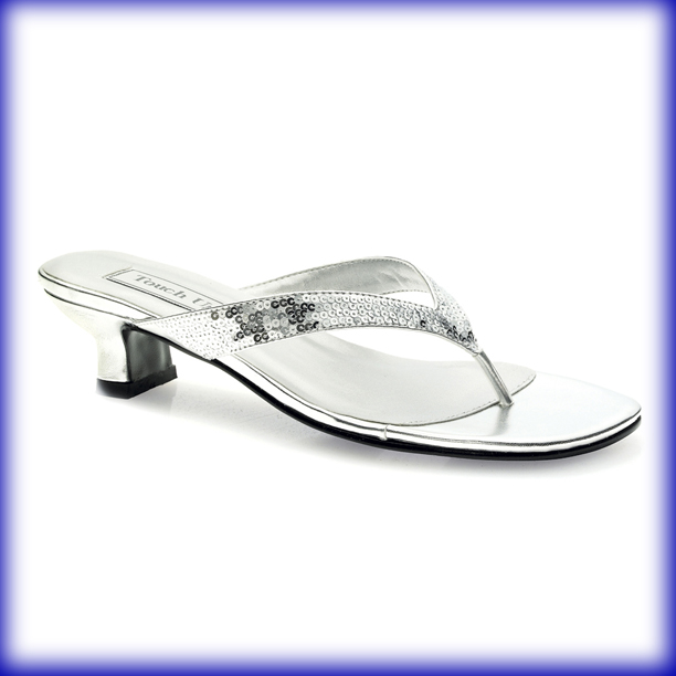 Neptune Silver Low Heel Evening Shoes