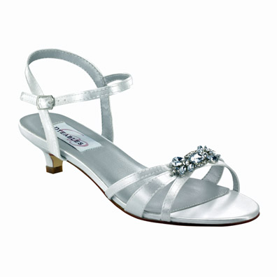 Penelope White Satin Low Heel Bridal Shoes