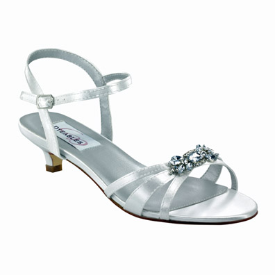 Penelope Dyeable White Satin Low Heel Wedding Shoes