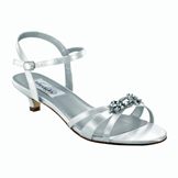 Penelope White Satin Low Heel Evening Shoes