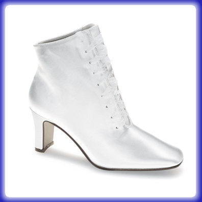 Ronnie White Satin Mid Heel Bridal Boots