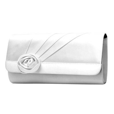 Rosette Dyeable White Satin Silk Handbag