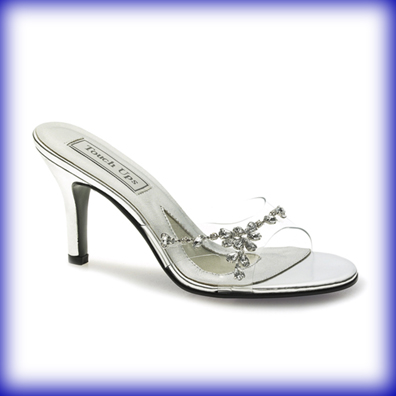 Sadie Silver/Clear Mid Heel Evening Shoes