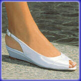 Sandy White Satin Low Heel Bridal Shoes