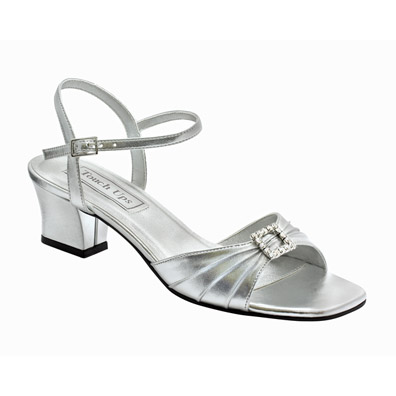 gold evening sandals. Shala Silver Low Heel Evening