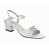 Shala White Satin Low Heel Evening Shoes