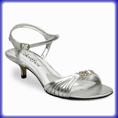 Shanna Silver Low Heel Evening Shoes