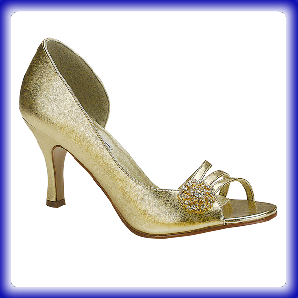 Sharmain Gold Mid Heel Evening Shoes