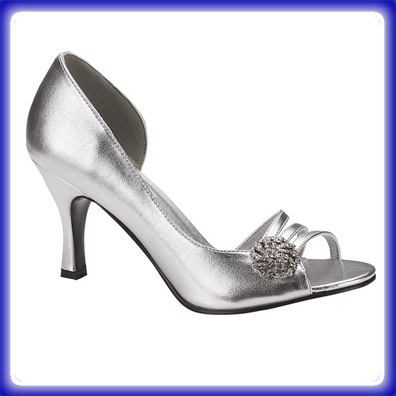 Sharmain Silver Mid Heel Evening Shoes