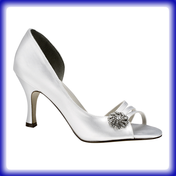 Sharmain White Satin Mid Heel Bridal Shoes