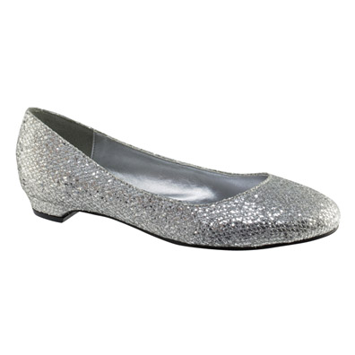 silver sparkly low heel shoes