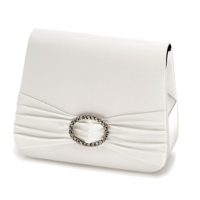 Tiara White Satin Bridal Handbag