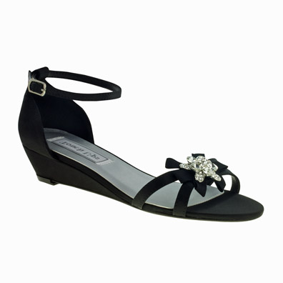 black wedge evening shoes