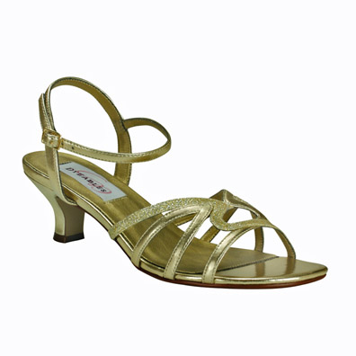 Whitney Gold Metallic Low Heel Evening Shoes